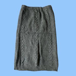 VINTAGE PURE LAMBSWOOL GREY KNIT MIDI TUBE SKIRT